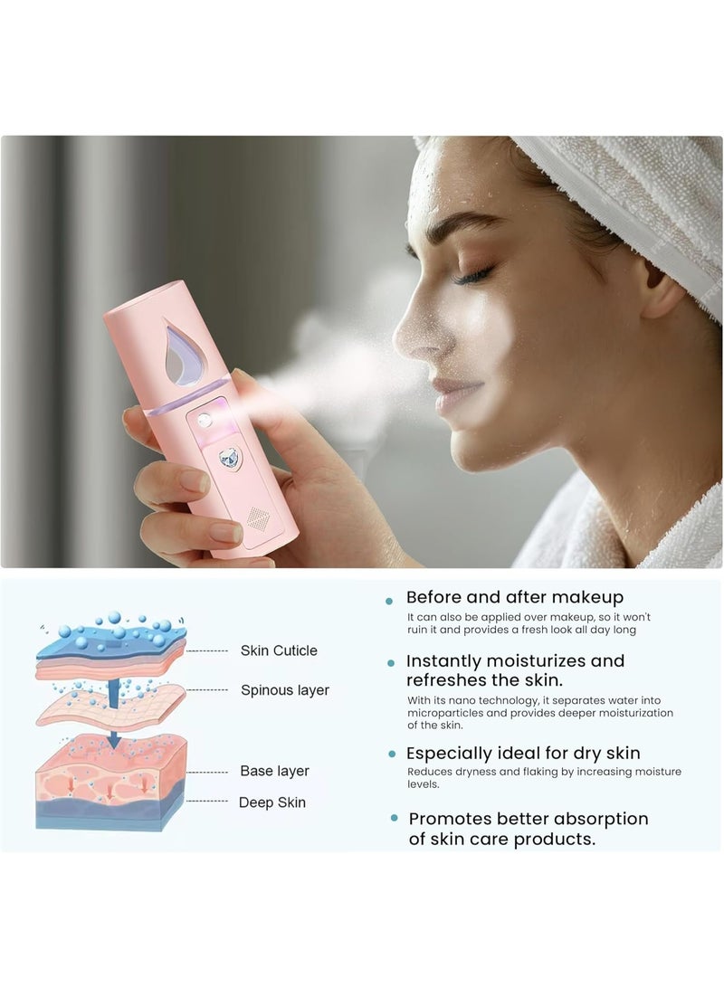 Nano Facial Mist Sprayer – 20ml Portable Face Steamer for Moisturizing & Hydration – USB Rechargeable Atomization Device for Skin Refreshing, Face Care, Travel & Home Use - Image 3